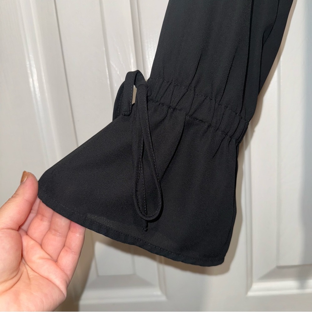 J. Crew Mercantile Black Tie Sleeve Blouse top shirt 00 - Picture 8 of 14